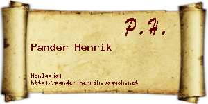 Pander Henrik névjegykártya